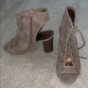 Tan lace up booties